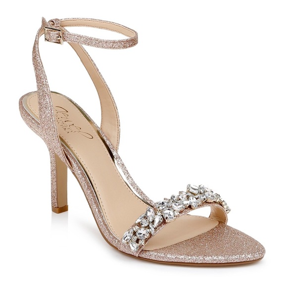 Jewel Badgley Mischka Shoes - Jewel Badgley Mischka Size 7 Ojai Rose Gold  Crystal Adorned Sculpted Stilettos